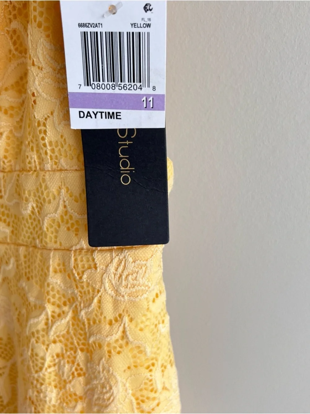 NWT City Studio yellow juniors lace overlay sleeveless tie front dress size 11